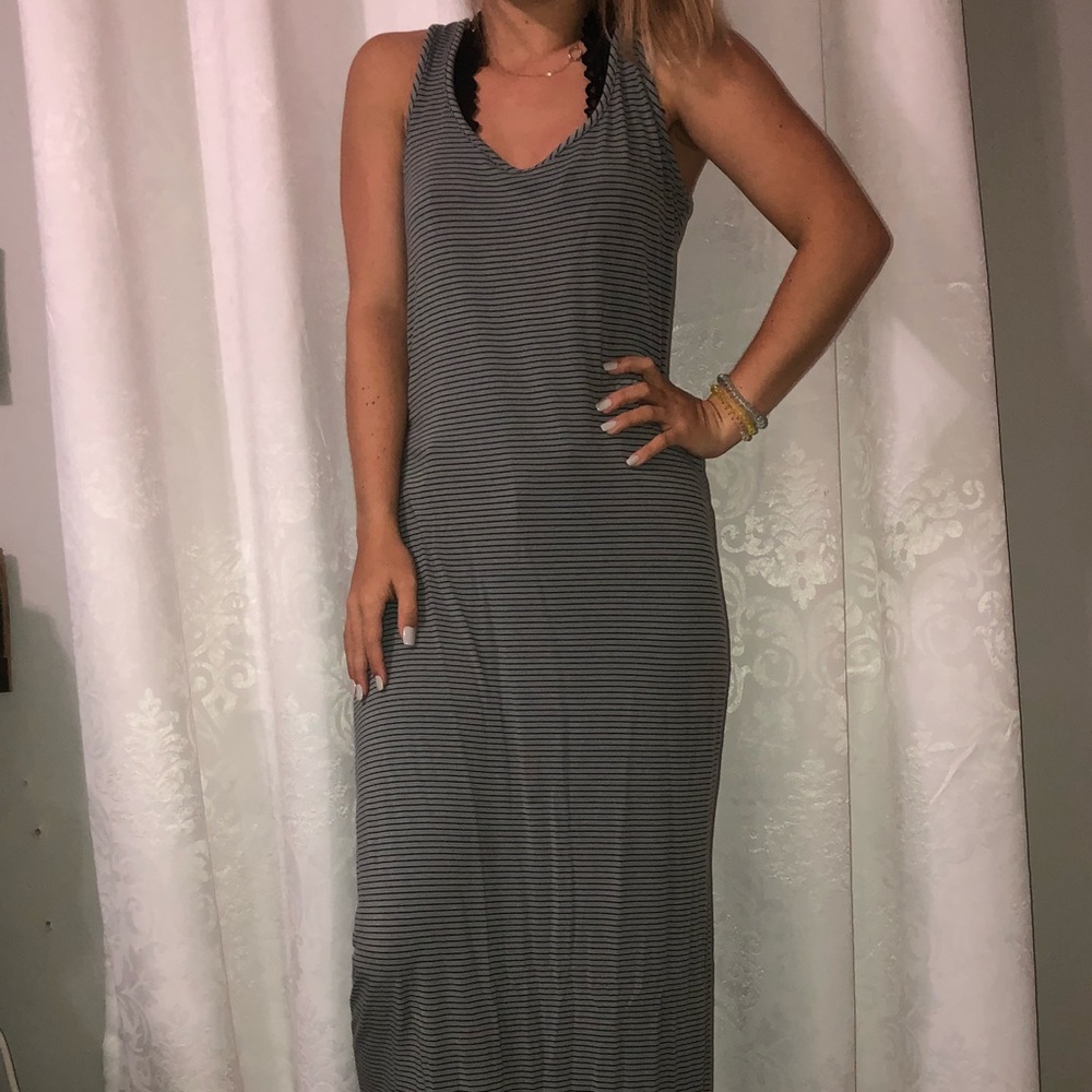 Grey striped maxi dress